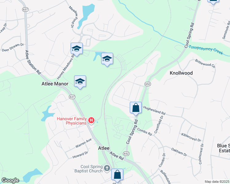 map of restaurants, bars, coffee shops, grocery stores, and more near 8904 Ringview Drive in Mechanicsville