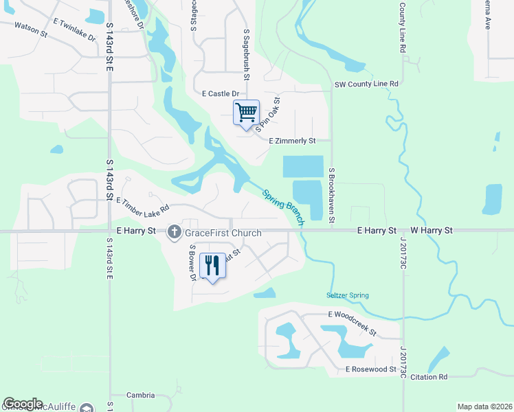 map of restaurants, bars, coffee shops, grocery stores, and more near 1506 Blue Sage Circle in Wichita