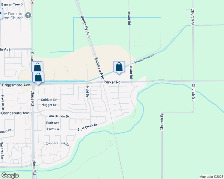 map of restaurants, bars, coffee shops, grocery stores, and more near 4604 Vía Fiori in Modesto