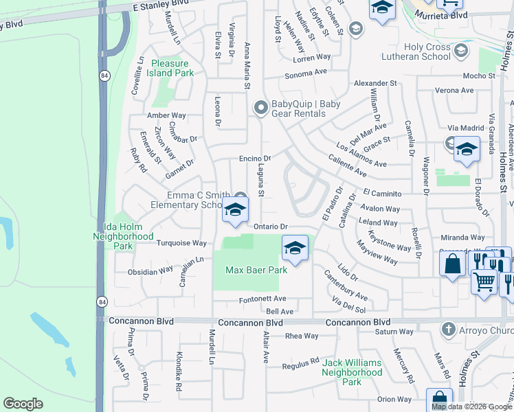 map of restaurants, bars, coffee shops, grocery stores, and more near 1337 Laguna Street in Livermore