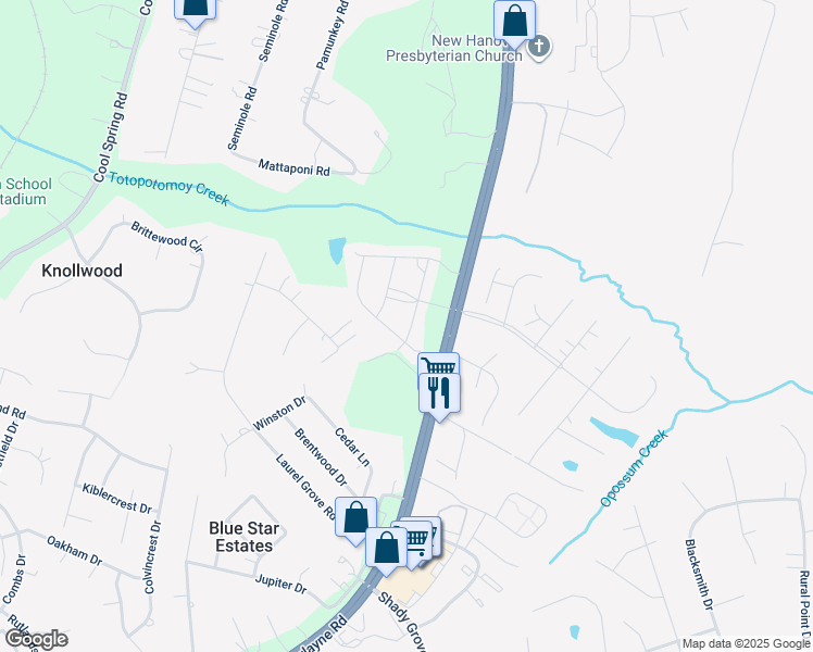 map of restaurants, bars, coffee shops, grocery stores, and more near 9633 Chamberlayne Road in Mechanicsville