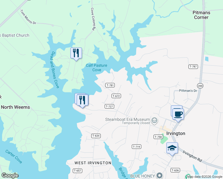 map of restaurants, bars, coffee shops, grocery stores, and more near 52 York Road in Irvington