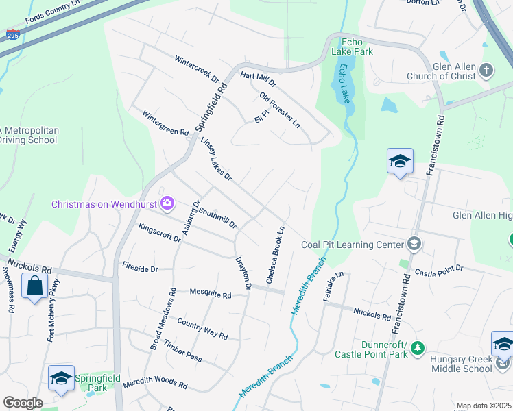 map of restaurants, bars, coffee shops, grocery stores, and more near 5305 Linsey Lakes Drive in Glen Allen