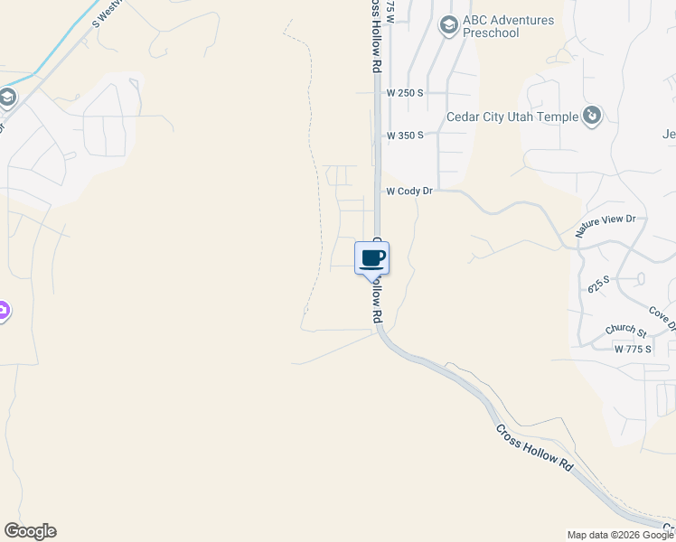 map of restaurants, bars, coffee shops, grocery stores, and more near 647 Cross Hollow Road in Cedar City