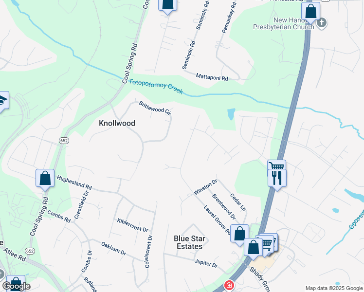 map of restaurants, bars, coffee shops, grocery stores, and more near 9439 Laurel Grove Road in Mechanicsville