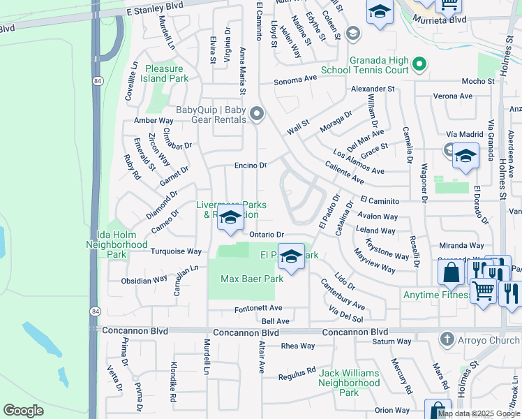 map of restaurants, bars, coffee shops, grocery stores, and more near 421 Pismo Court in Livermore