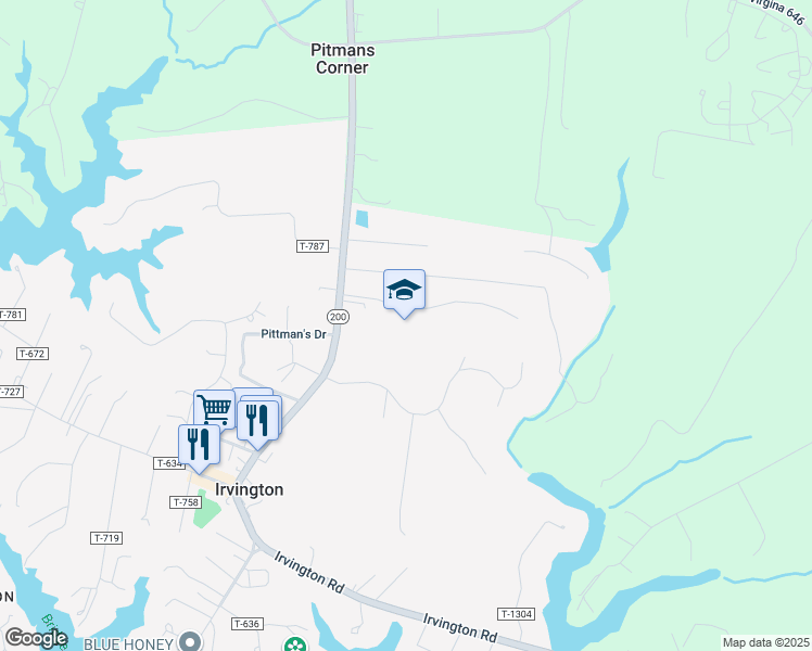 map of restaurants, bars, coffee shops, grocery stores, and more near in Irvington