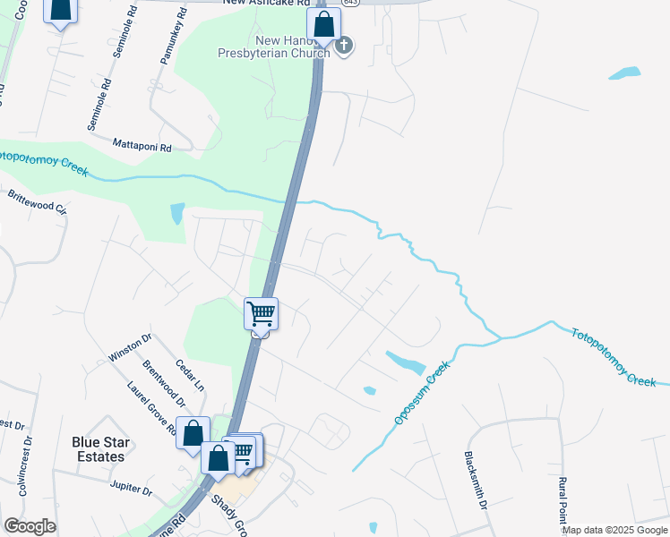 map of restaurants, bars, coffee shops, grocery stores, and more near 8287 La Gorce Place in Mechanicsville