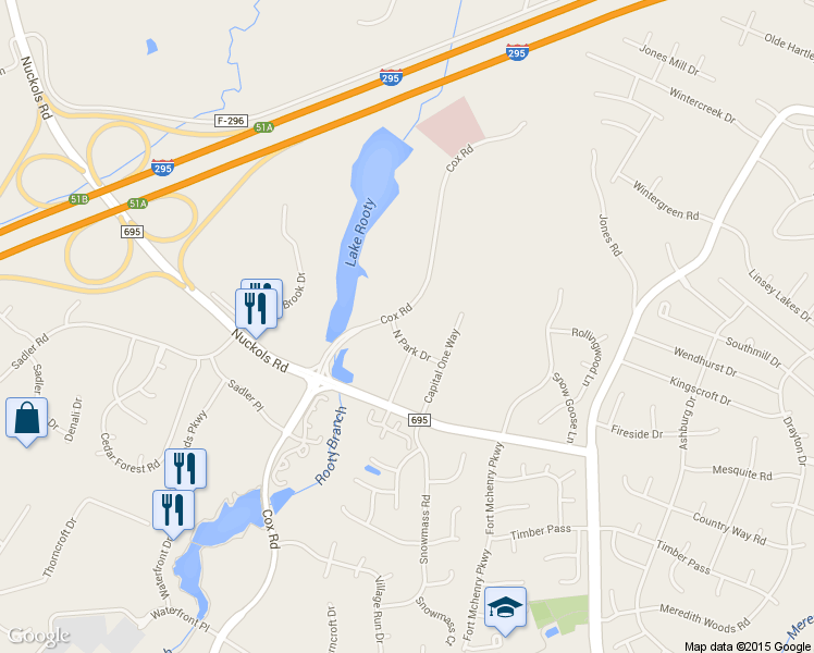 map of restaurants, bars, coffee shops, grocery stores, and more near 4801 Cox Road in Glen Allen
