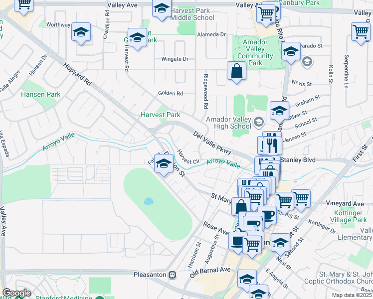 map of restaurants, bars, coffee shops, grocery stores, and more near 1103 Autumn Court in Pleasanton
