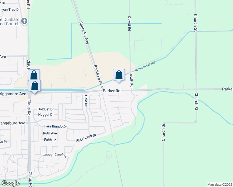map of restaurants, bars, coffee shops, grocery stores, and more near 4625 Vía Fiori in Modesto