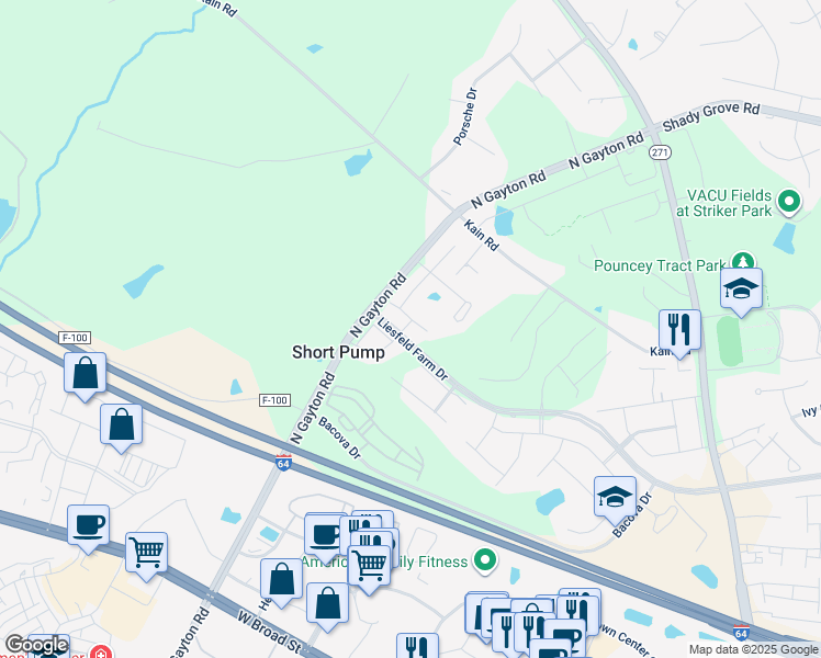 map of restaurants, bars, coffee shops, grocery stores, and more near 4701 Smith Grove Drive in Glen Allen