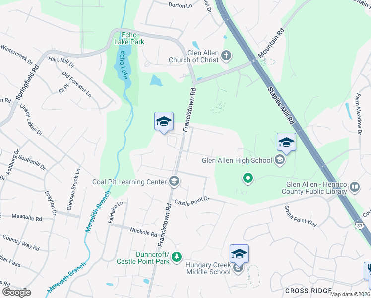 map of restaurants, bars, coffee shops, grocery stores, and more near 5300 Kimberwick Drive in Glen Allen
