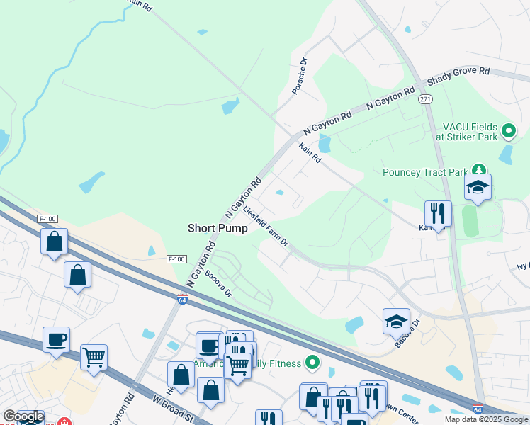 map of restaurants, bars, coffee shops, grocery stores, and more near 4701 Smith Grove Drive in Glen Allen