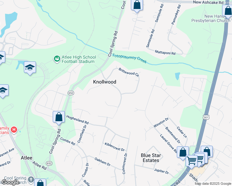 map of restaurants, bars, coffee shops, grocery stores, and more near 9419 Blakeridge Avenue in Mechanicsville
