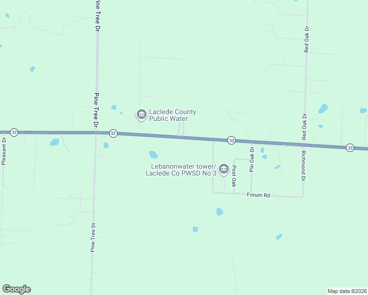 map of restaurants, bars, coffee shops, grocery stores, and more near 23538-23540 Missouri 32 in Lebanon