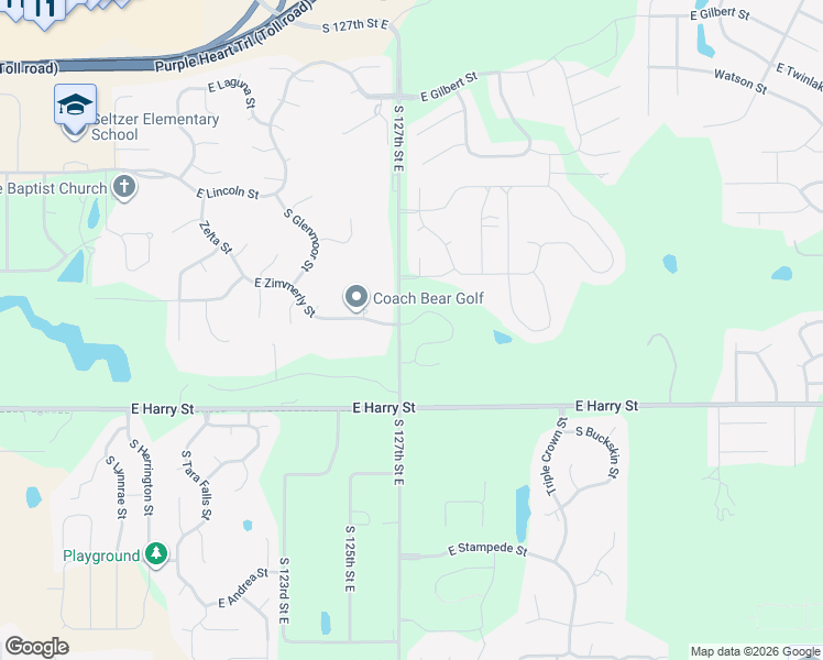 map of restaurants, bars, coffee shops, grocery stores, and more near 12805 East Zimmerly Street in Wichita