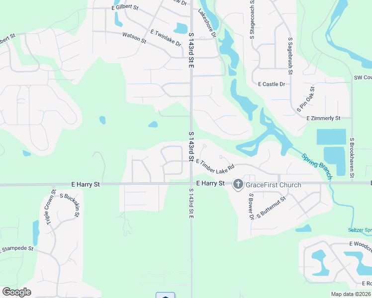 map of restaurants, bars, coffee shops, grocery stores, and more near 14300 East Timber Lake Road in Wichita