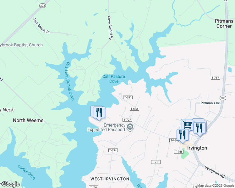 map of restaurants, bars, coffee shops, grocery stores, and more near 187 York Road in Irvington