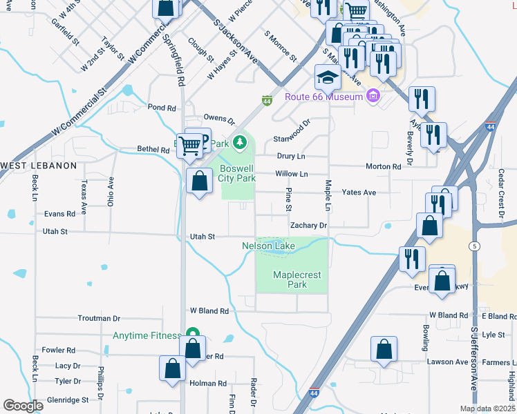 map of restaurants, bars, coffee shops, grocery stores, and more near 624 Holly Street in Lebanon