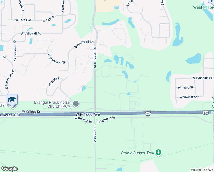 map of restaurants, bars, coffee shops, grocery stores, and more near 1436 South 135th Street West in Wichita