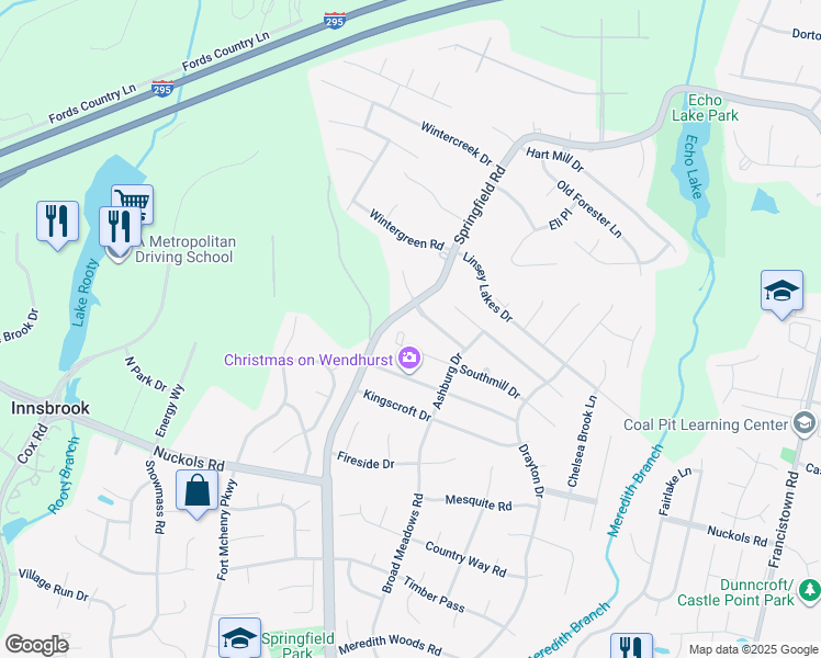 map of restaurants, bars, coffee shops, grocery stores, and more near 9742 Southmill Drive in Glen Allen