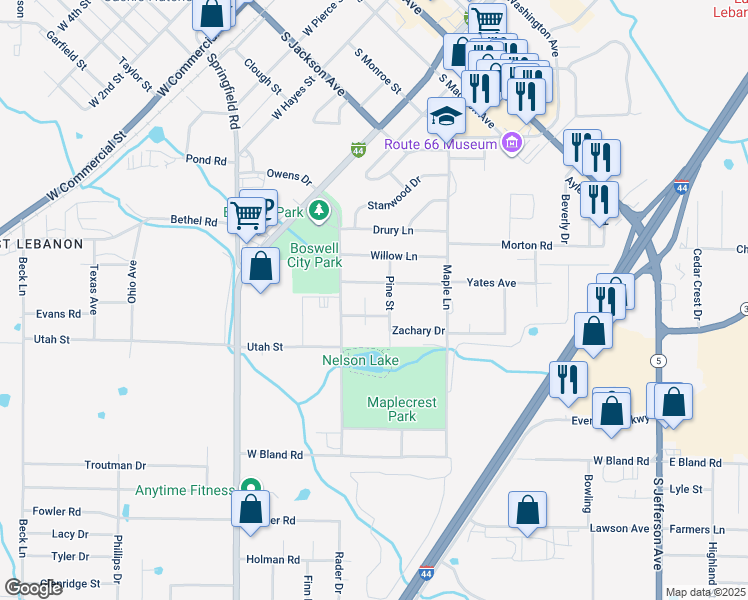 map of restaurants, bars, coffee shops, grocery stores, and more near 556 Holly Street in Lebanon