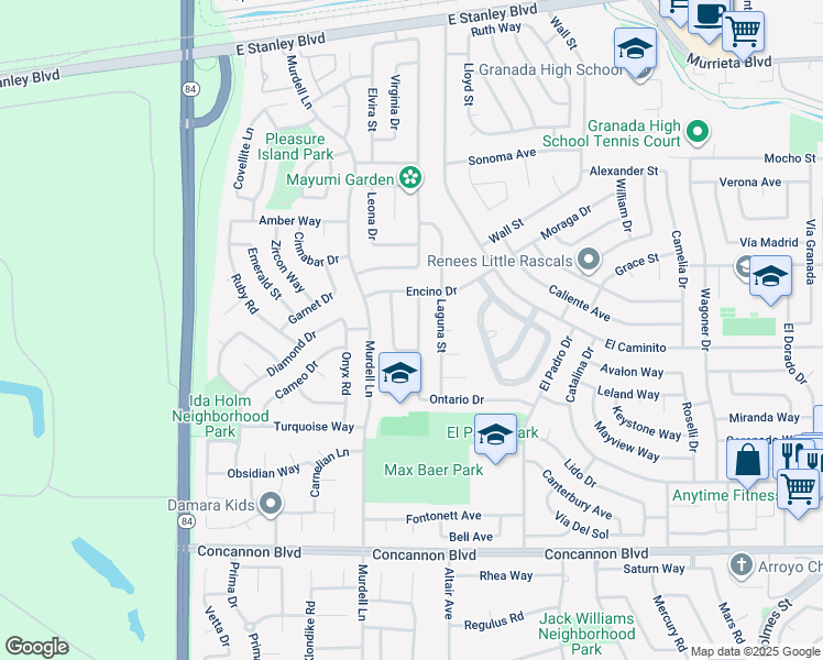 map of restaurants, bars, coffee shops, grocery stores, and more near 335 Ontario Drive in Livermore