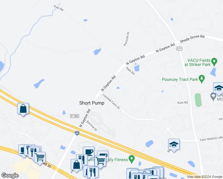 map of restaurants, bars, coffee shops, grocery stores, and more near 4715 Hepler Ridge Way in Glen Allen
