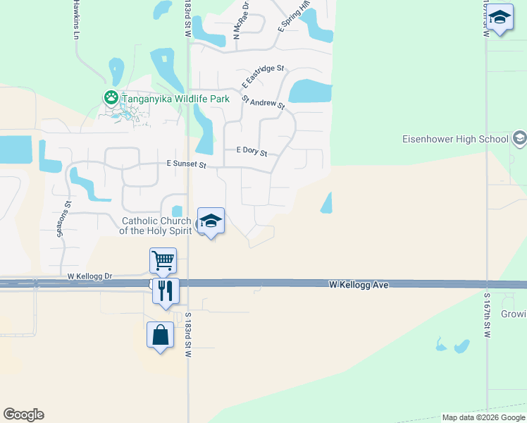 map of restaurants, bars, coffee shops, grocery stores, and more near 908 North Oak Ridge Court in Goddard