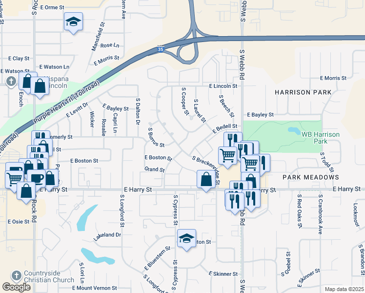 map of restaurants, bars, coffee shops, grocery stores, and more near 8919 Dos Rios Street in Wichita