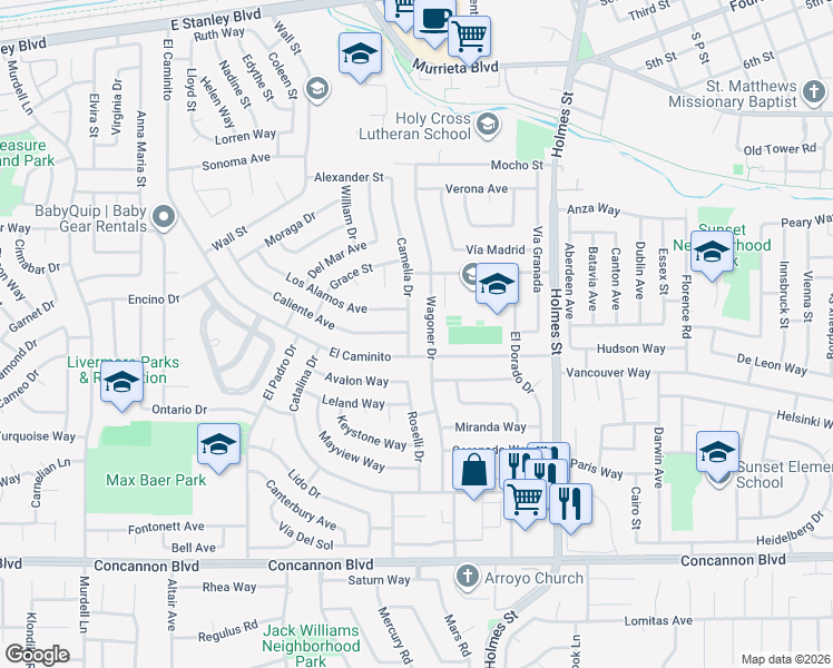 map of restaurants, bars, coffee shops, grocery stores, and more near 1158 Wagoner Drive in Livermore
