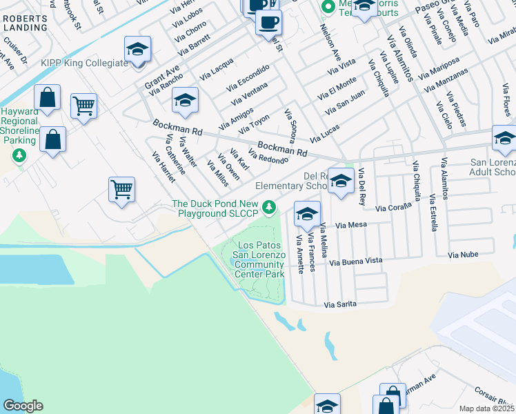 map of restaurants, bars, coffee shops, grocery stores, and more near 1875 Bandoni Avenue in San Lorenzo