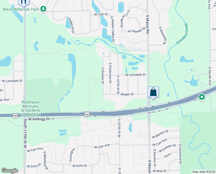 map of restaurants, bars, coffee shops, grocery stores, and more near 1421 S Fieldcrest St in Wichita