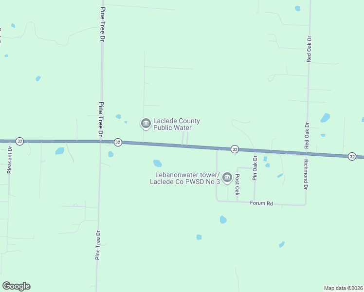map of restaurants, bars, coffee shops, grocery stores, and more near 23538 State Highway 32 in Lebanon