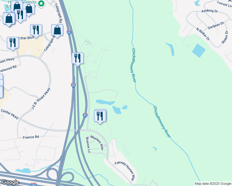 map of restaurants, bars, coffee shops, grocery stores, and more near 3822 Village Views Place in Glen Allen