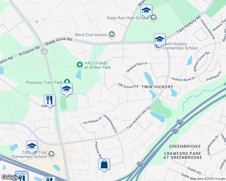 map of restaurants, bars, coffee shops, grocery stores, and more near 5120 Harvest Glen Dr in Glen Allen
