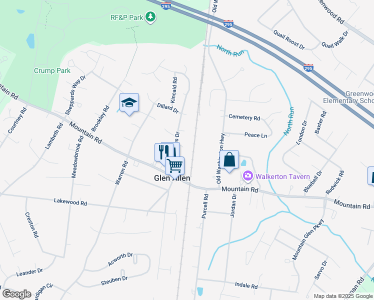 map of restaurants, bars, coffee shops, grocery stores, and more near 2801 Pine Lodge Court in Glen Allen