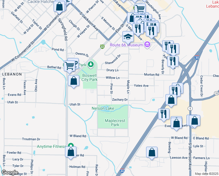 map of restaurants, bars, coffee shops, grocery stores, and more near 556 Holly Street in Lebanon