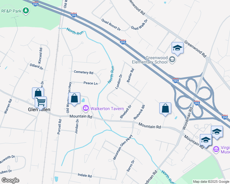 map of restaurants, bars, coffee shops, grocery stores, and more near 2806 London Court in Glen Allen