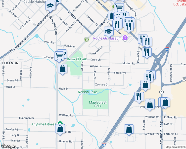 map of restaurants, bars, coffee shops, grocery stores, and more near 556 Holly Street in Lebanon
