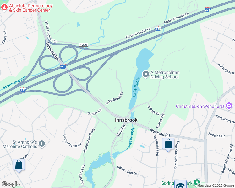 map of restaurants, bars, coffee shops, grocery stores, and more near 4820 Lake Brook Drive in Glen Allen