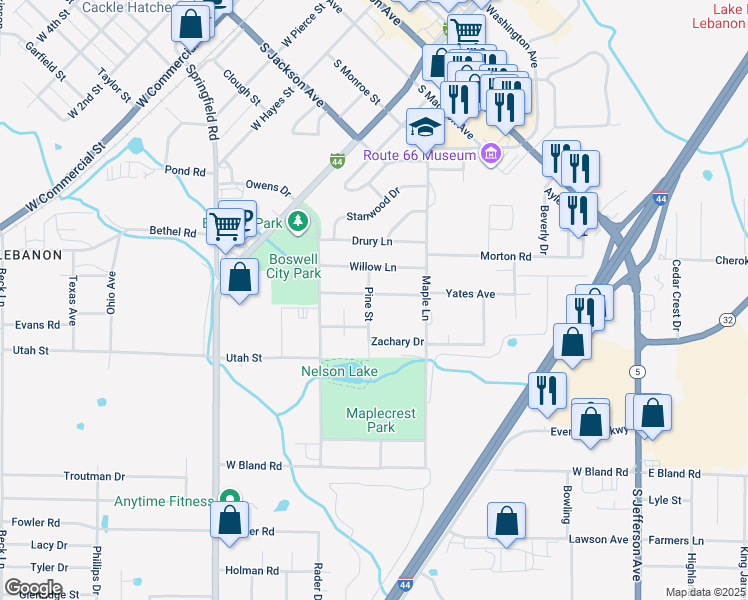 map of restaurants, bars, coffee shops, grocery stores, and more near 556 Holly Street in Lebanon