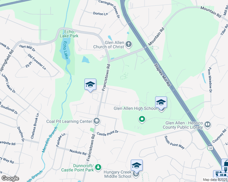 map of restaurants, bars, coffee shops, grocery stores, and more near 9023 Wildtree Drive in Glen Allen