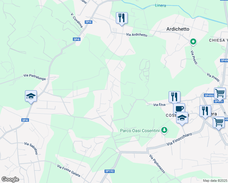 map of restaurants, bars, coffee shops, grocery stores, and more near 59 Via Luigi Capuana in Zafferana Etnea