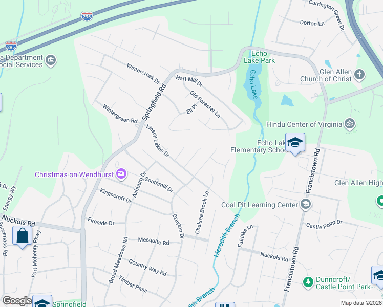 map of restaurants, bars, coffee shops, grocery stores, and more near 5621 Lake Sharon Drive in Glen Allen