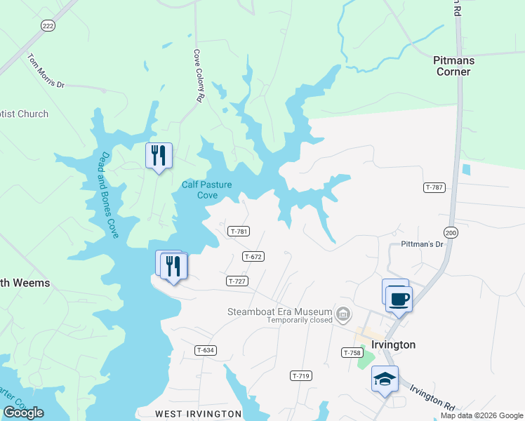 map of restaurants, bars, coffee shops, grocery stores, and more near 173 Virginia Road in Irvington