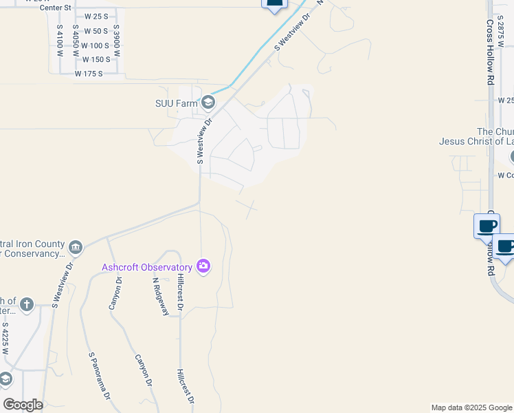 map of restaurants, bars, coffee shops, grocery stores, and more near 533 South Renze Adams Street in Cedar City