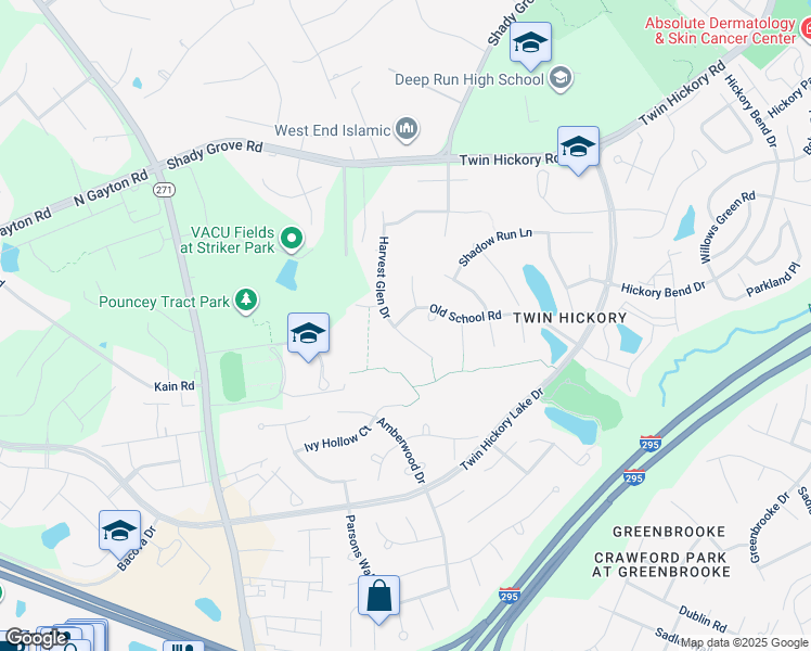 map of restaurants, bars, coffee shops, grocery stores, and more near 5124 Harvest Glen Drive in Glen Allen