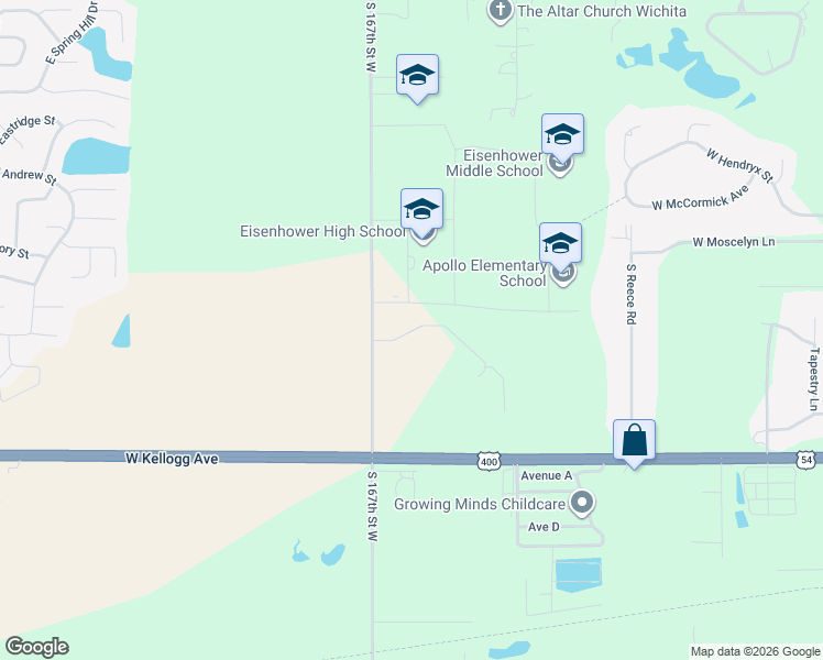 map of restaurants, bars, coffee shops, grocery stores, and more near 16158 Apollo Street in Goddard